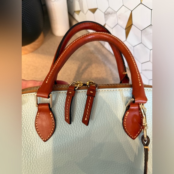 Dooney & Bourke Pebble Grain Leather Zip Zip Satchel Bag Purse Glacier Blue EUC - Picture 5 of 12